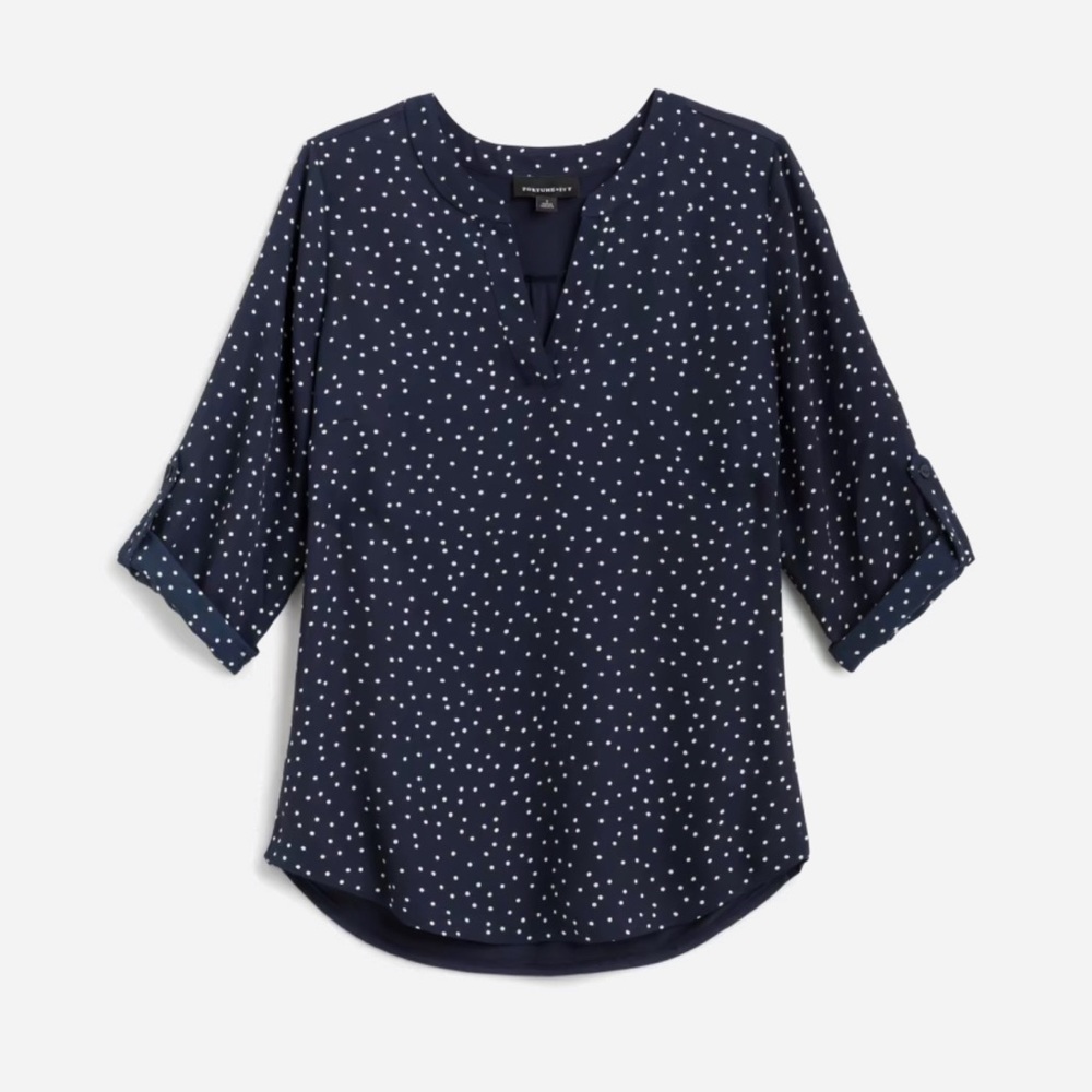 NWT Navy blue polka dot blouse